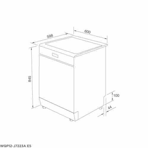 Máy rửa bát Malloca WQP12-J7223A E5 3 Kích thước máy rửa bát Malloca WQP12-J7223A E5