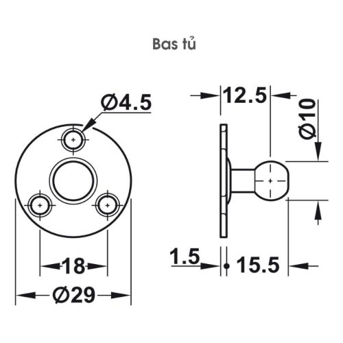 Bas tủ pittong đẩy cánh tủ 80N Hafele 373.82.907