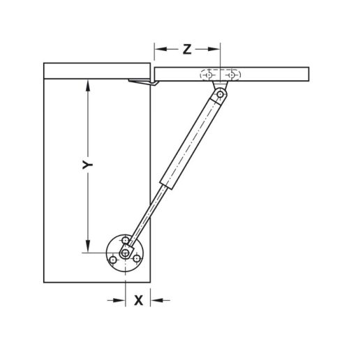 Lắp đặt pittong đẩy cánh tủ 80N Hafele 373.82.907